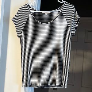 LOFT Navy & White Striped Shirt - New! Size Medium